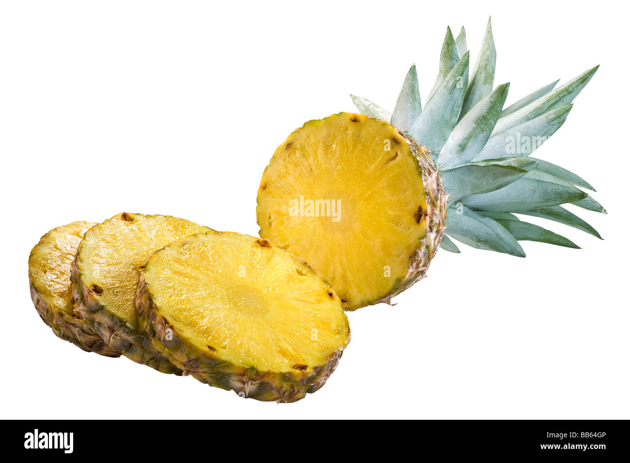 Sliced pineapple(clipping path) Stock Photo