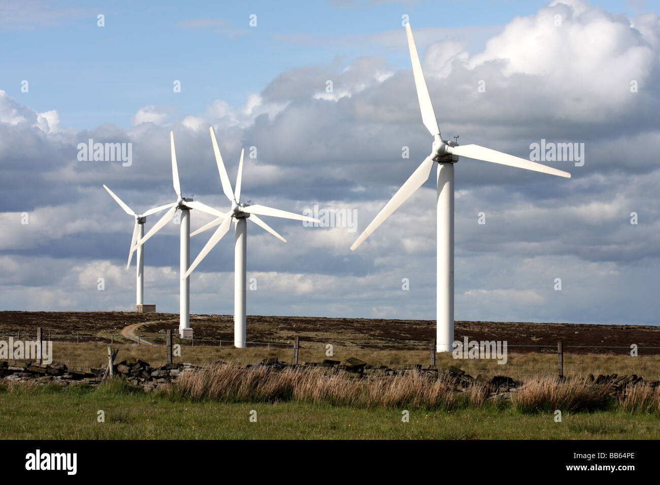 Wind turbines at Ovenden Moor Windfarm, Halifax, West Yorkshire Stock Photo