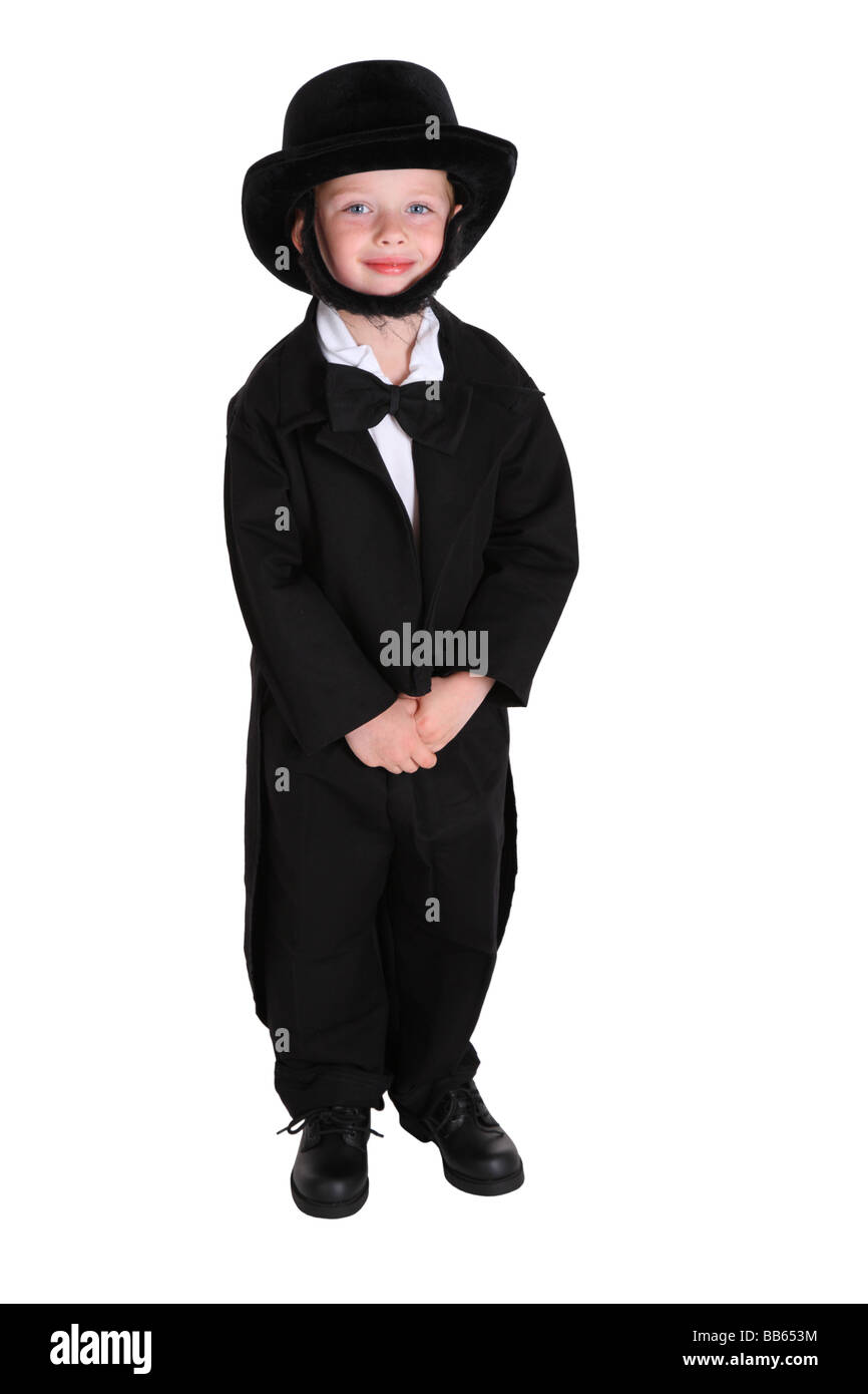 Young boy dressed up like Abraham Lincoln Stock Photo