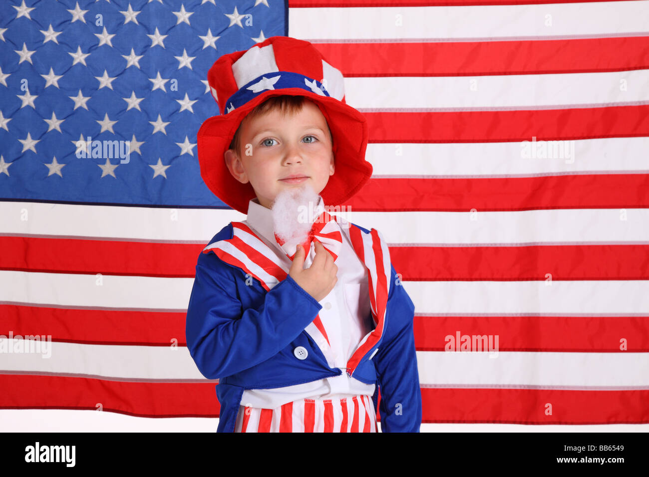 Young boy dressed up like Uncle Sam Stock Photo