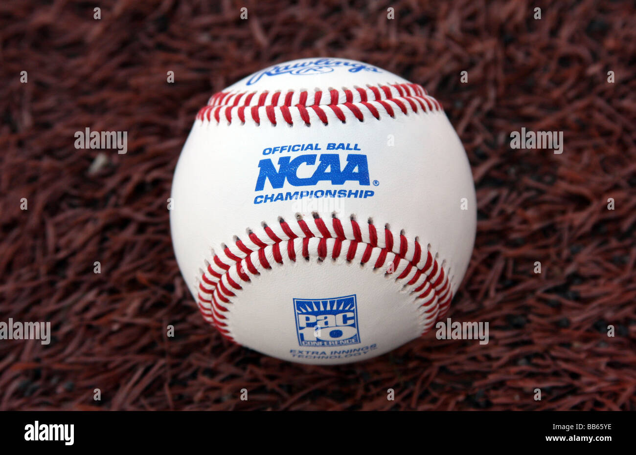 Official NCAA game baseball from the Washington State vs. Stanford baseball game in the Pac-10 conference from the 2009 season. Stock Photo