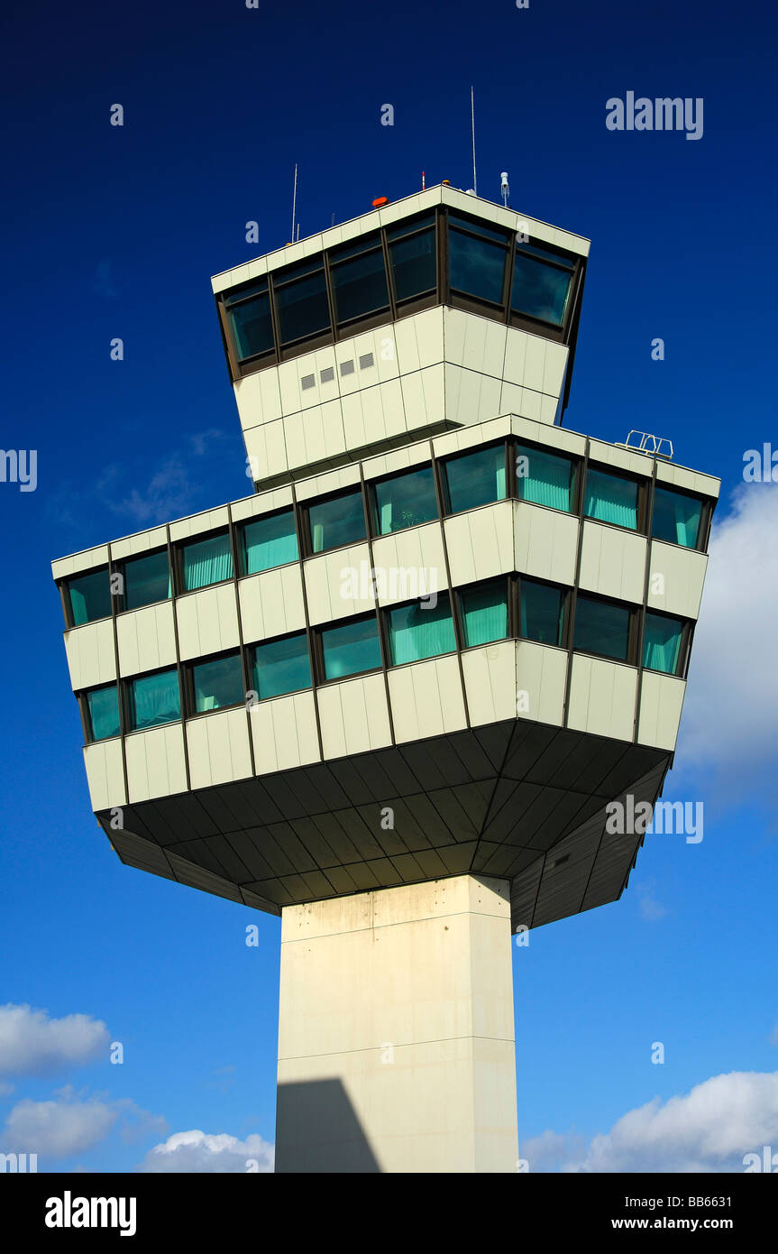 Control tower of the airport Otto Lilienthal, Berlin Tegel, Germany Stock Photo