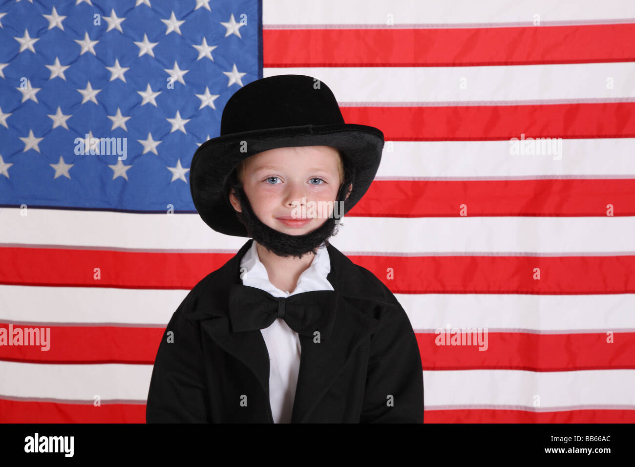 Young boy dressed up like Abraham Lincoln Stock Photo