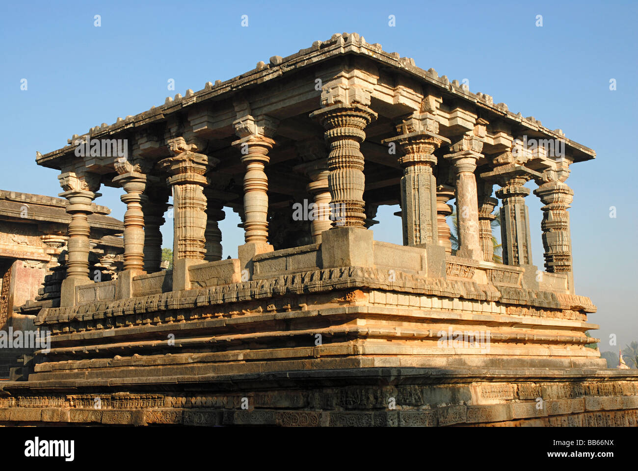 Halibid - Karnataka - Hoysalesvara temple complex - Nandi Mandapa, circa 1121 A.D. Stock Photo