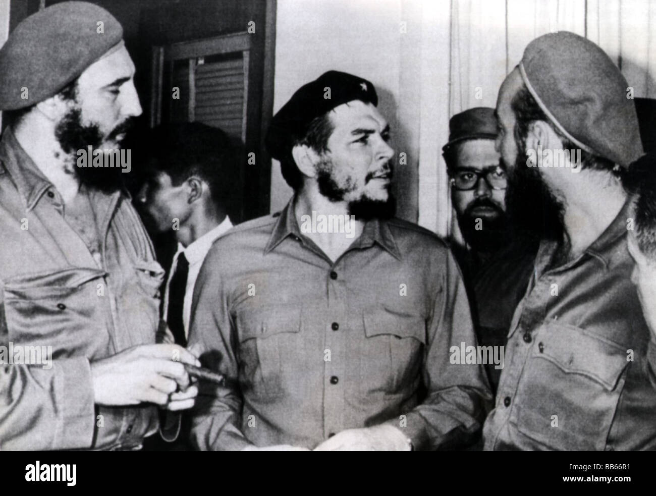 Guevara Serna, Ernesto 'Che', 14.5.1928 - 9.10.1967, Argentinian revolutionary, with Fidel Castro, Antonio Nunez and Omar Fernandez, Montevideo, Uruguay, 2.8.1961, , Stock Photo