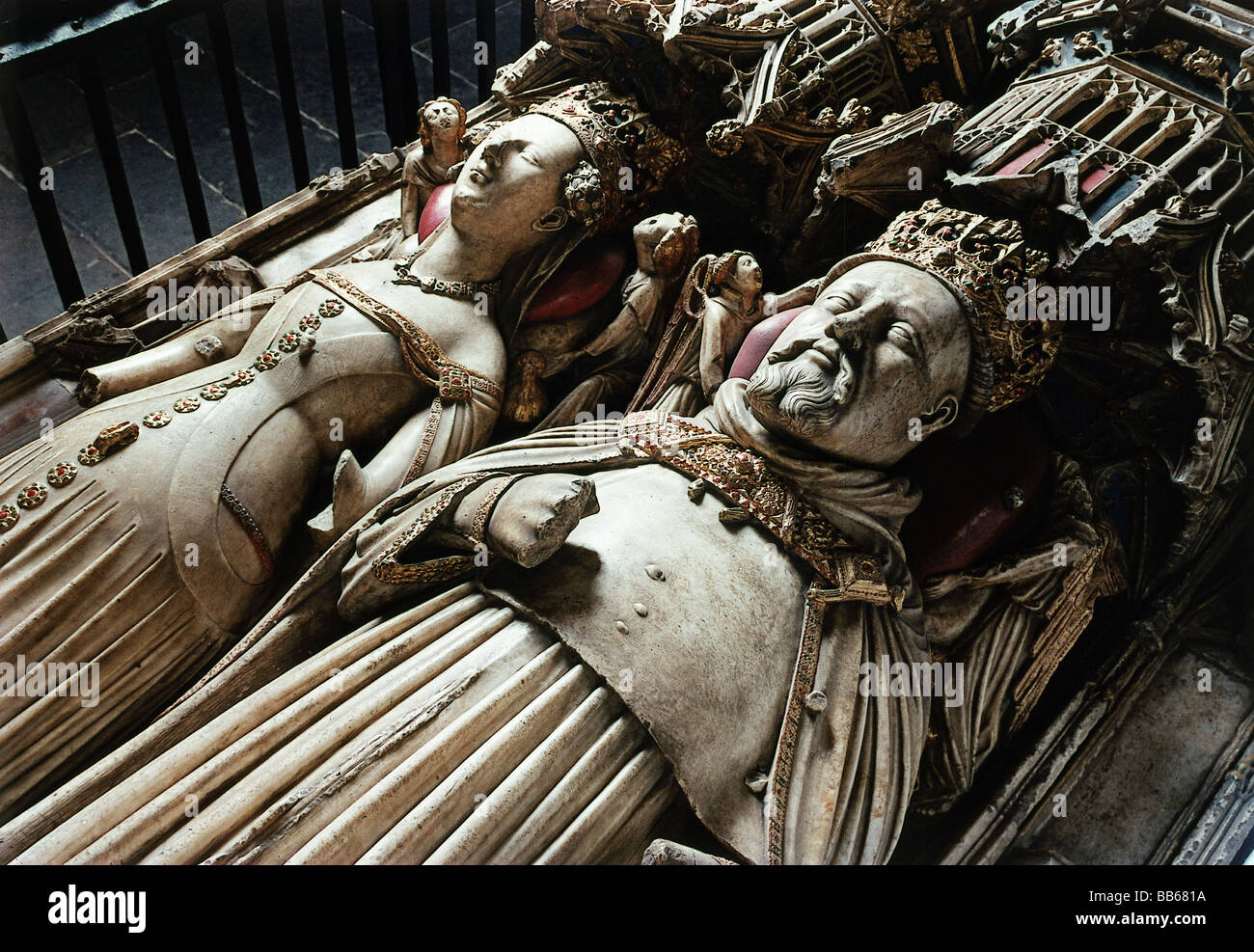 Henry IV 'Bolingbroke', 3.4.1367 - 20.3.1418, King of England 30.9.1399 - 20.3.1418, with wife Joanna of Navarre (+ 1437), tomb, Canterbury Cathedral, , Stock Photo