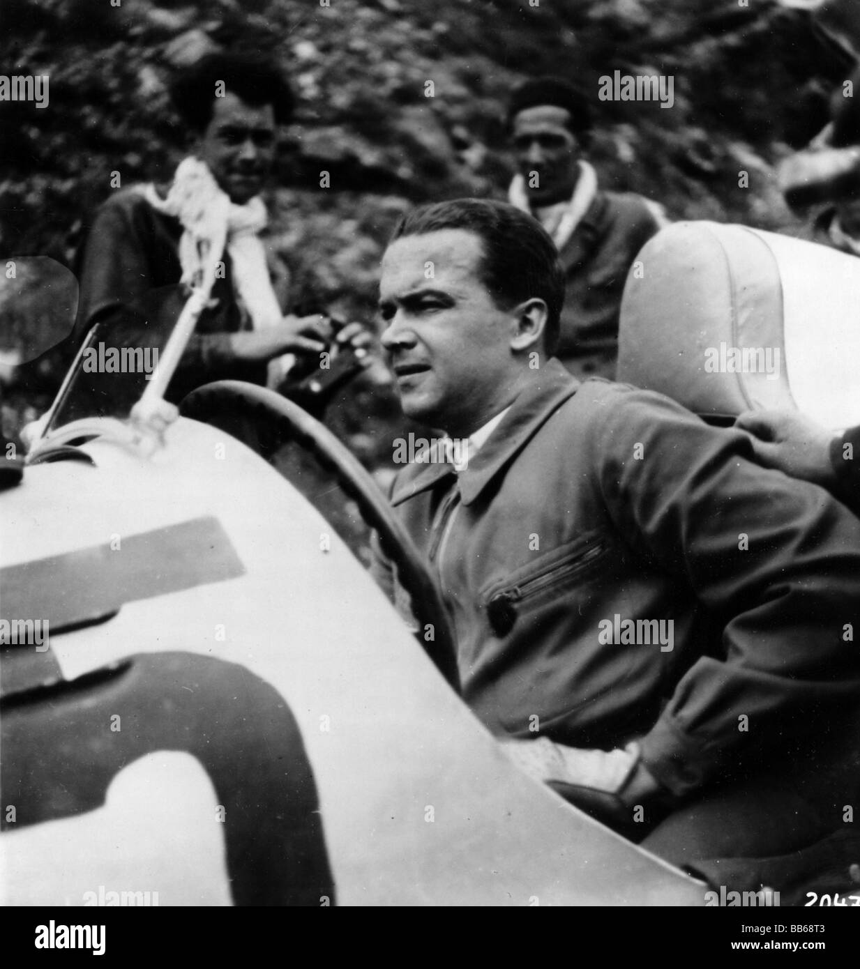 Caracciola, Rudolf, 30.1.1901 - 28.9.1959, German athlete (racing driver), half length, during International  Klausen Race, Switzerland, 5.8.1934, Stock Photo