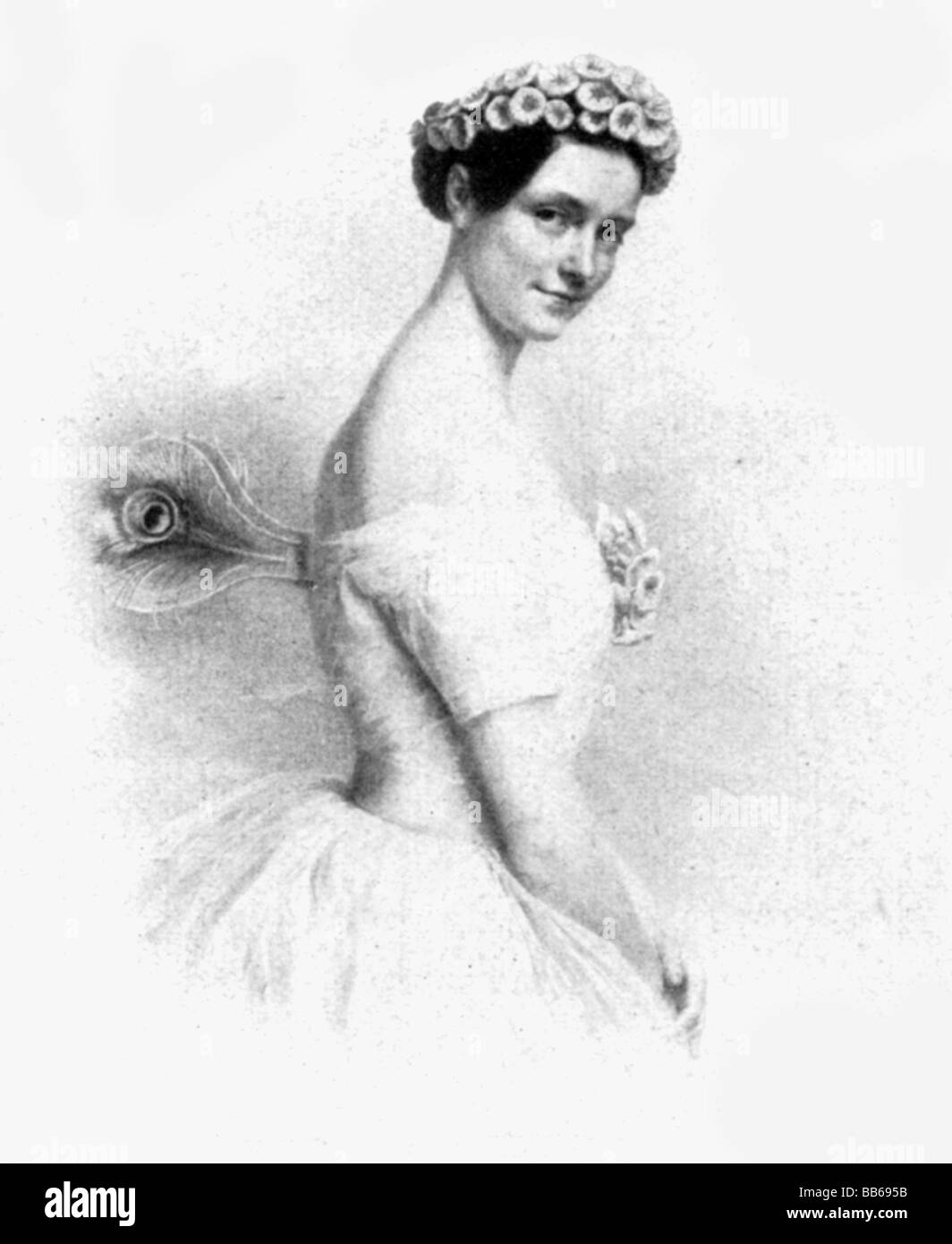 Elssler, Fanny, 23.10.1810 - 27.11.1884, Austrian ballerina, half length, contemporaneous lithograph, after painting by Adolph Henning 1832, Stock Photo