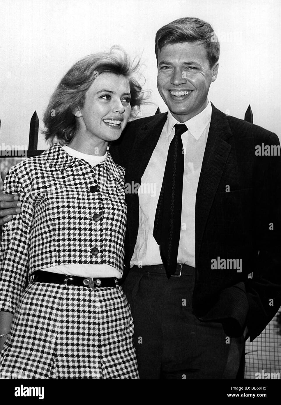 Boehm, Karlheinz, 16.3.1928 - 29.5.2014, Austrian actor, half length, with his 3rd wife Barabara Lass (birth name: Kwiatkowska), New York, 1963, Stock Photo