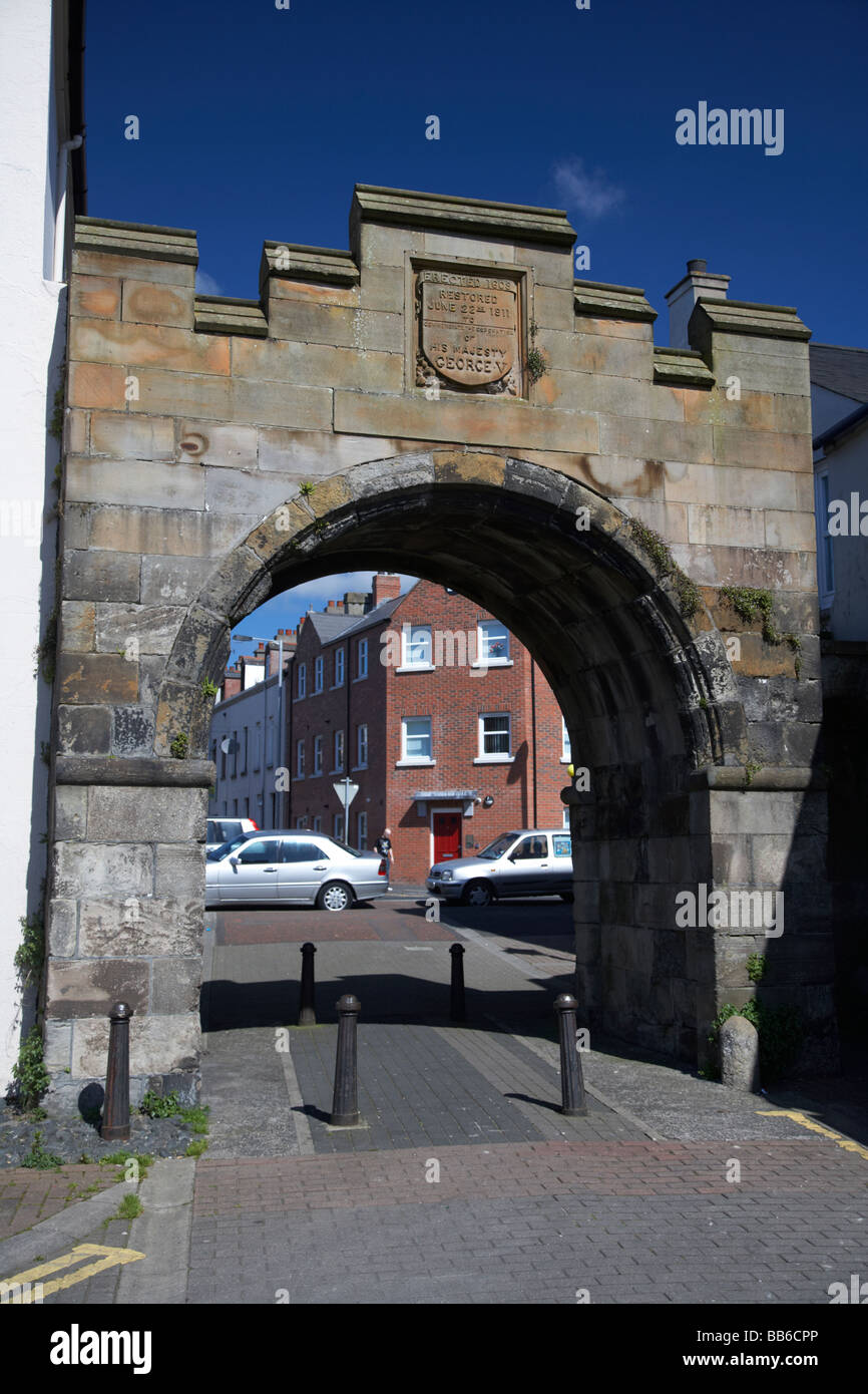 The North Gate carrickfergus the last remaining gate through the towns walls into the towns old fortified medieval centre Stock Photo