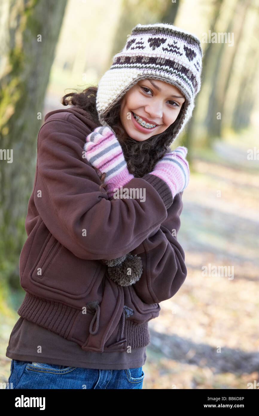 Young Girl On Autumn Walk Stock Photo