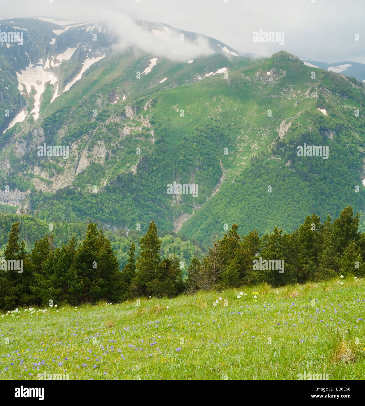 Caucasus mountains. Panoramic mountain landscape. Stock Photo