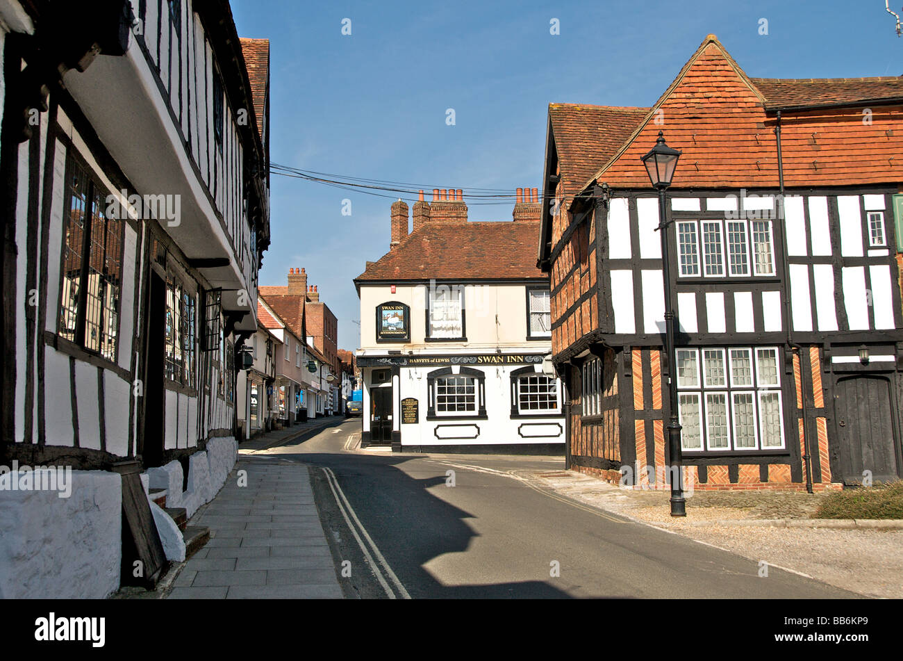 A street scene in Midhurst town in West Sussex Red Lion Street Stock Photo