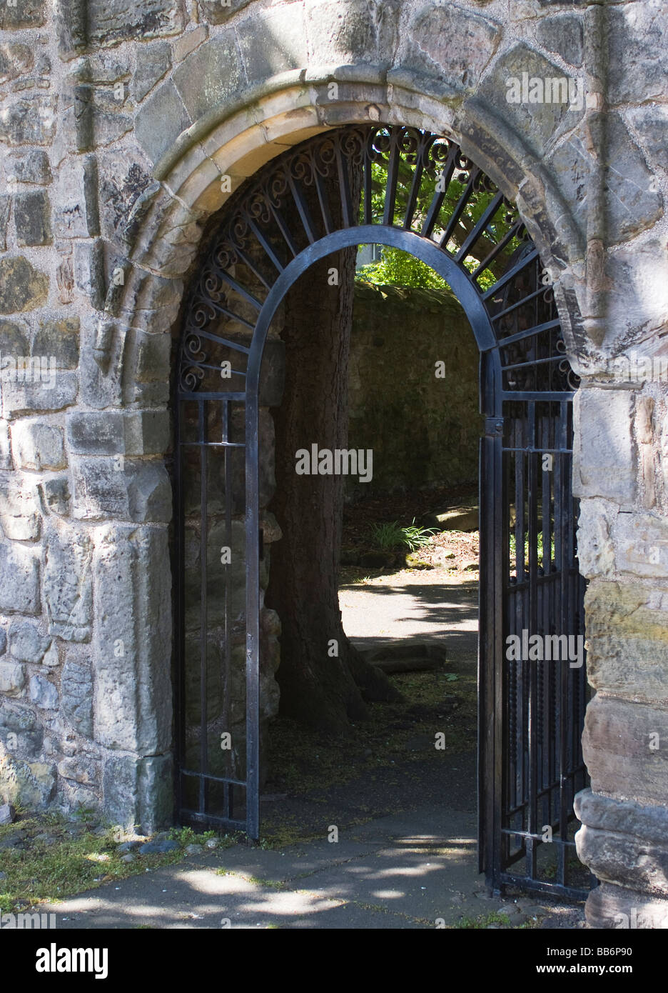 An Old Norman Style Arched Stone Gateway in St Andrews City Fife Scotlan United Kingdom UK Stock Photo