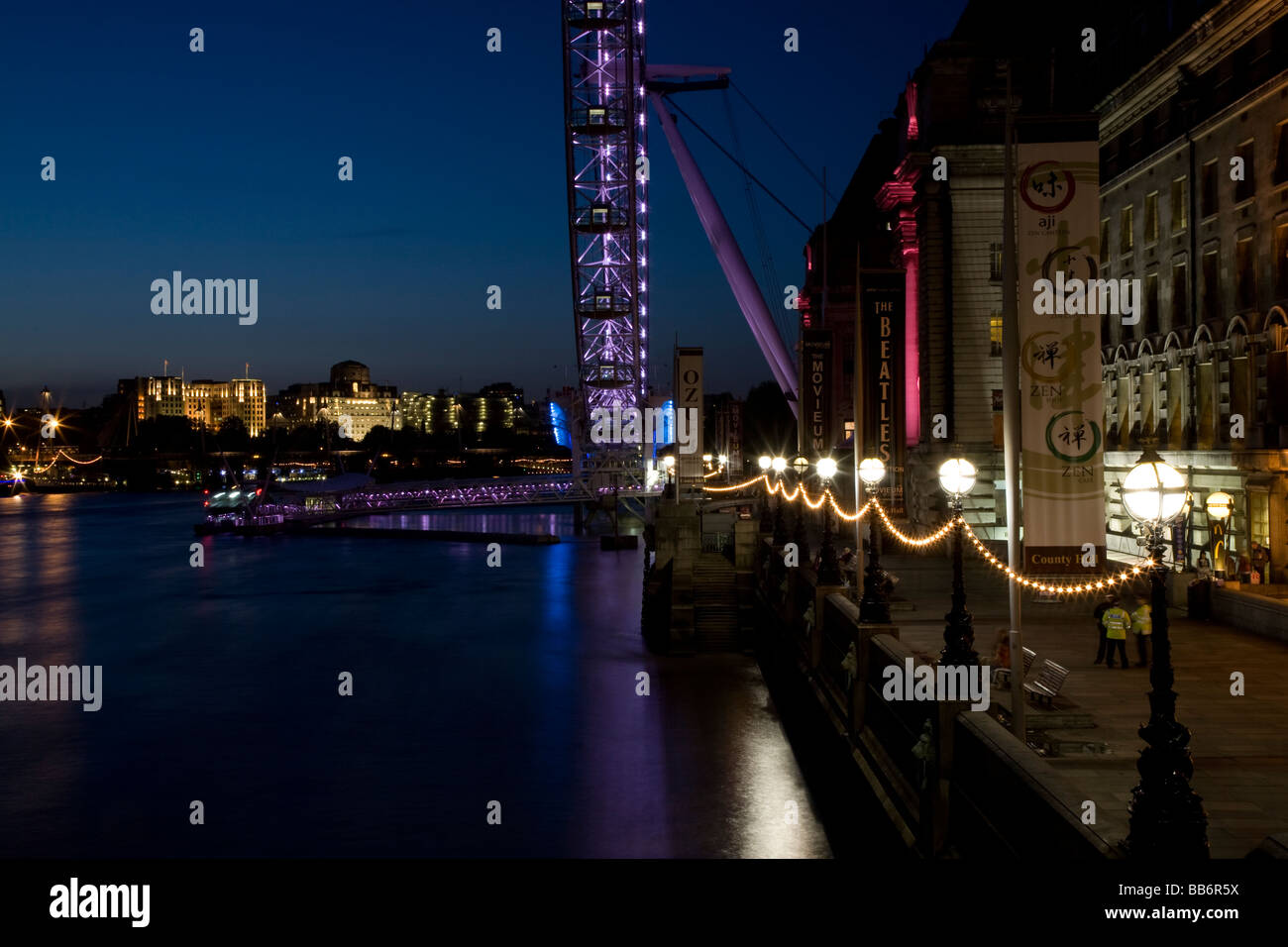 The London Eye and County Hall at Night Stock Photo - Alamy
