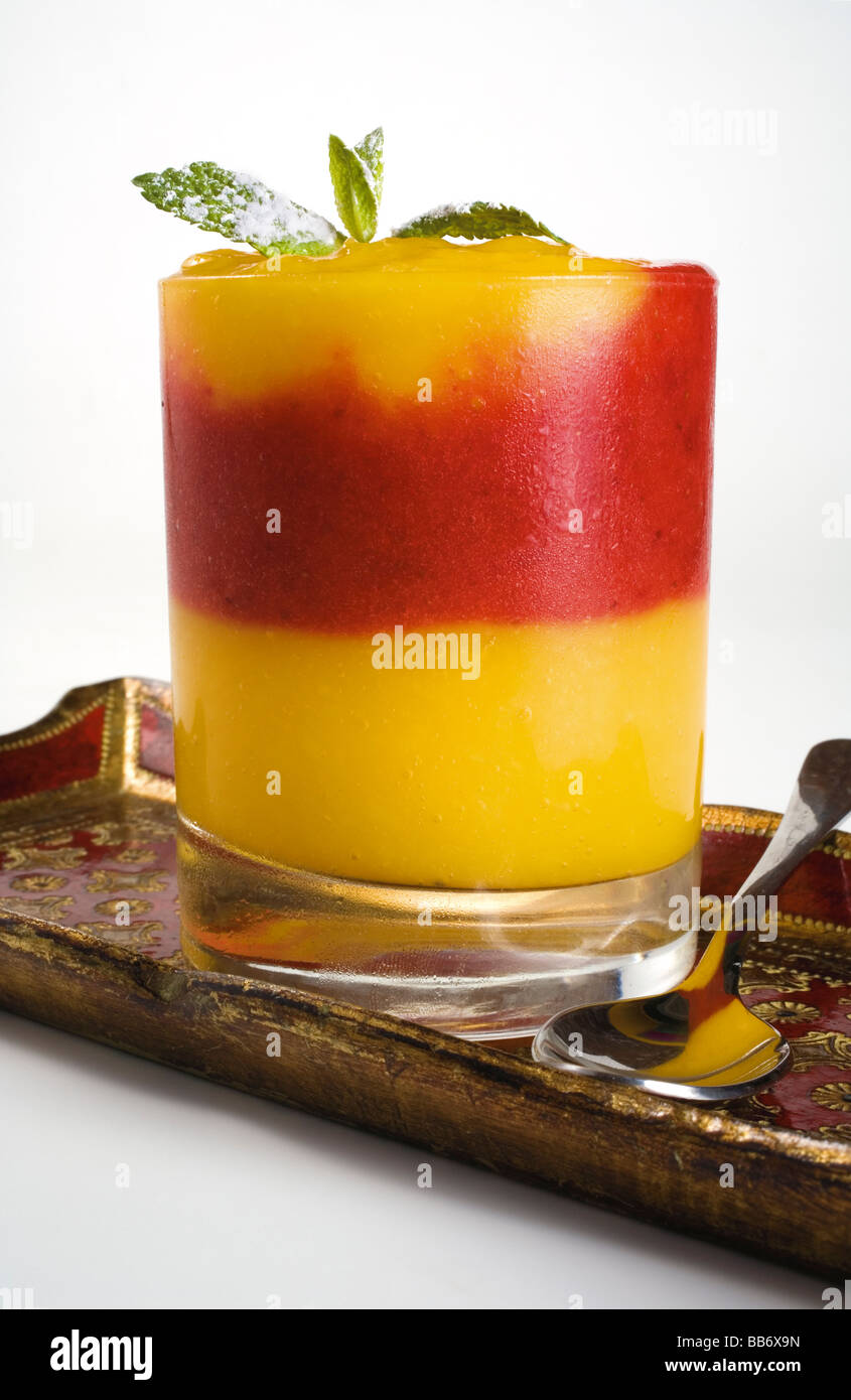 Strawberry and mango sorbet Stock Photo
