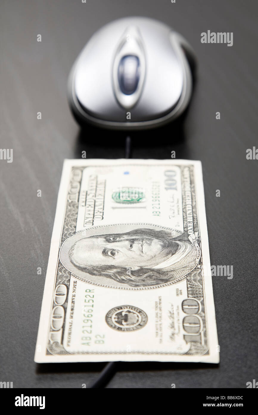 Computer mouse and 100 dollar bills Stock Photo Alamy