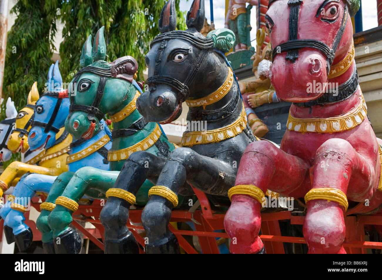 Colourful carvings at Nanjangud Temple Mysore Karnataka India Stock