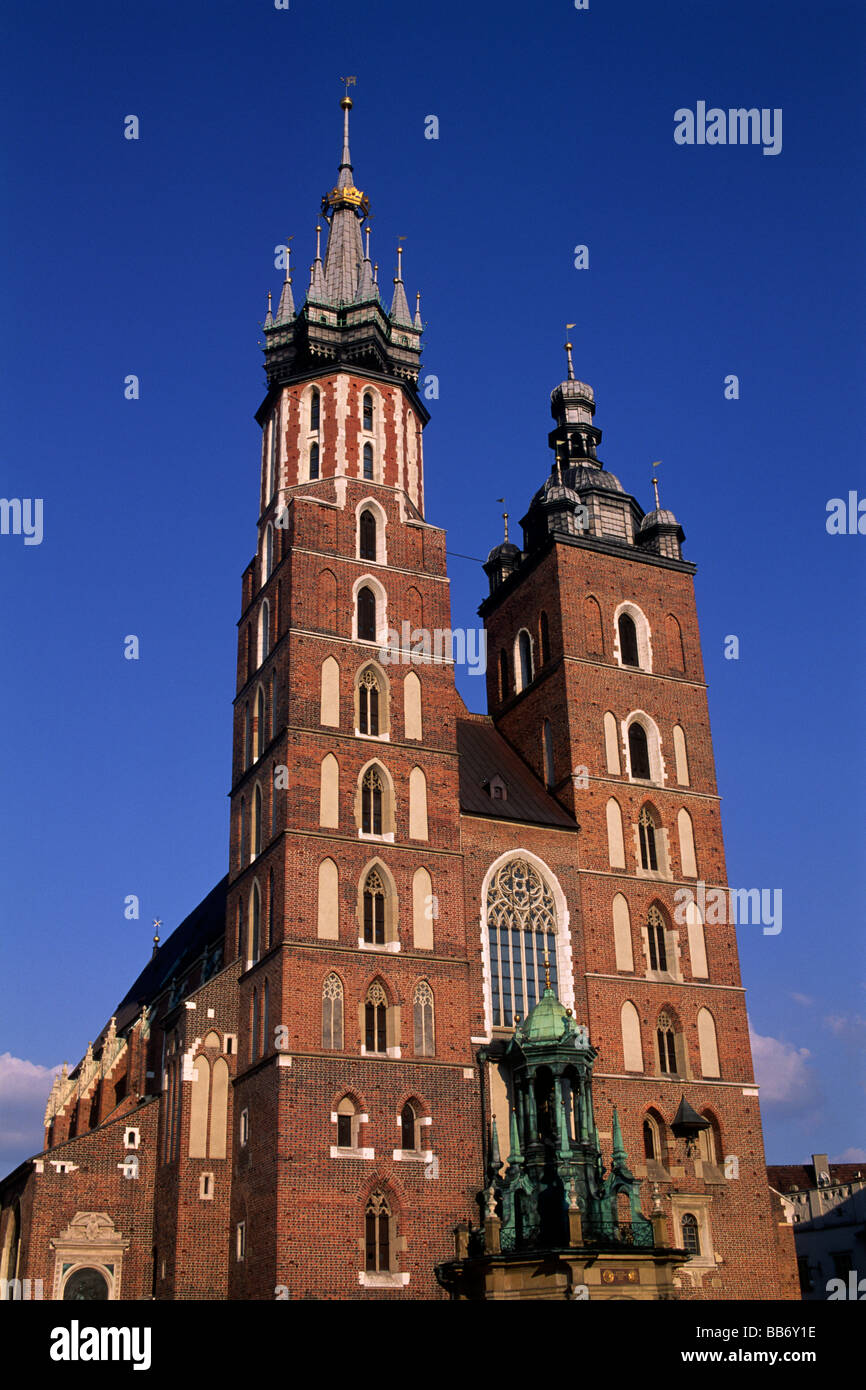 Poland, Krakow, Rynek Glowny, St Mary's church Stock Photo