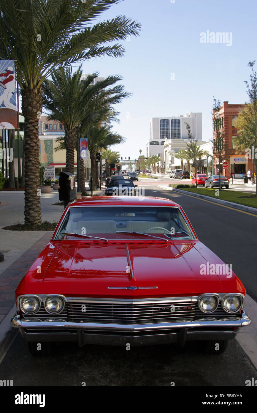 Red Chevrolet Impala SS Super Sport classic car in Clearwater Florida USA Stock Photo