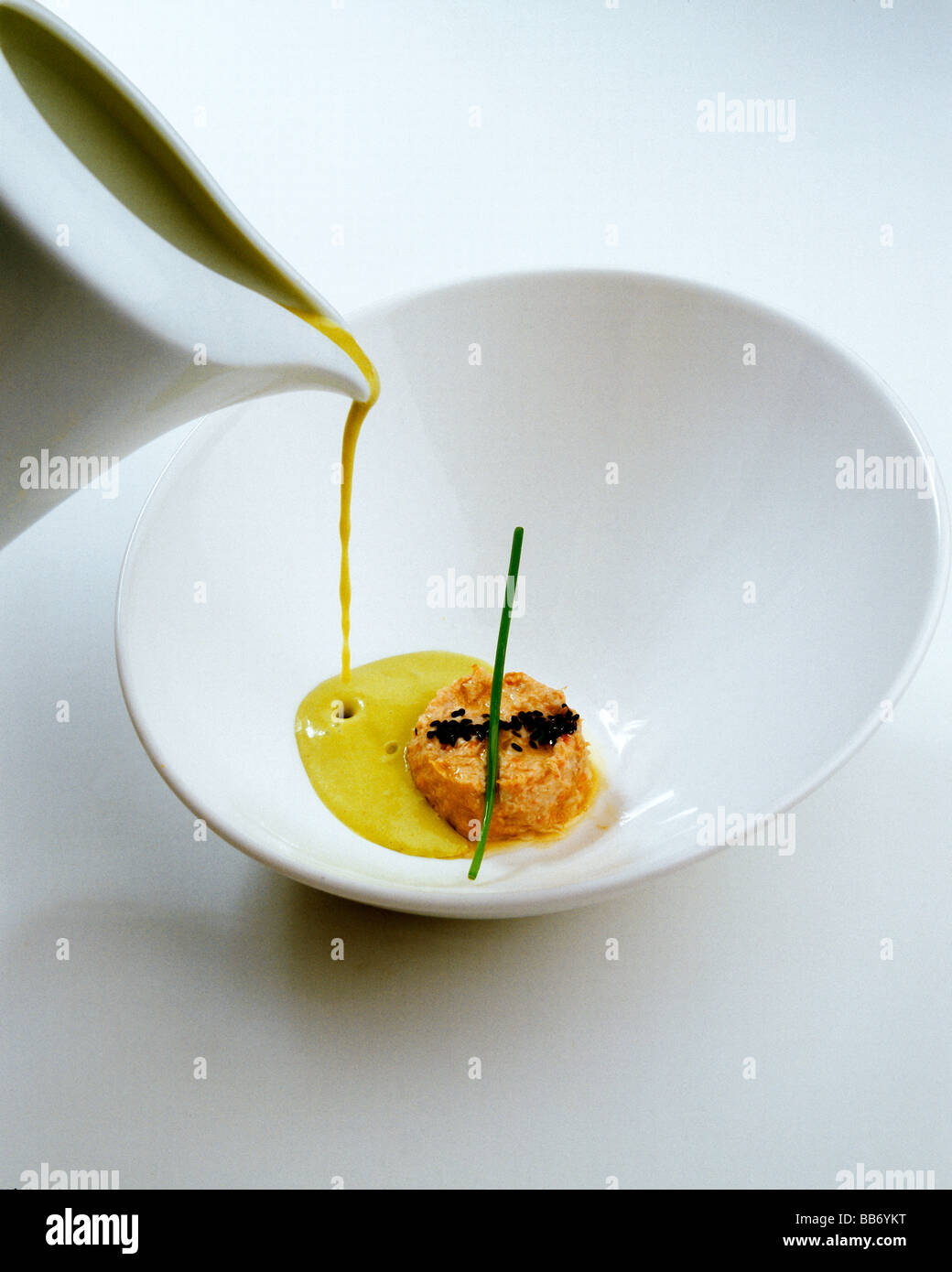 avocado and caviar recipe, carpaccio de caviar y aguacate Stock Photo