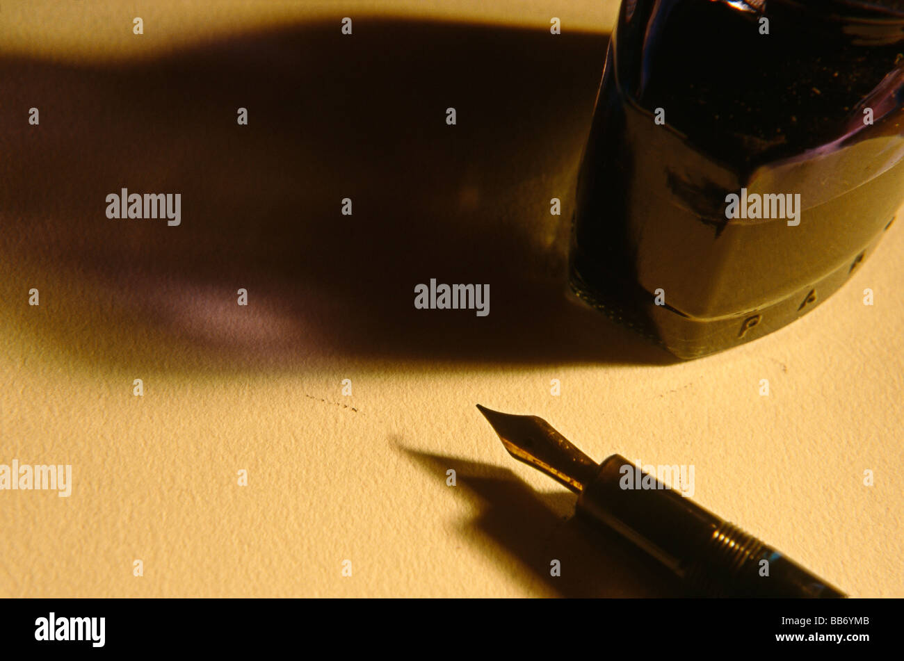 Desk and quill Stock Photo