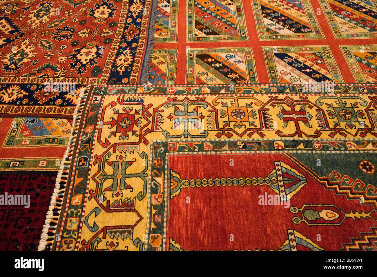 Turkish carpets on sale in Central Anatolia Turkey Stock Photo Alamy