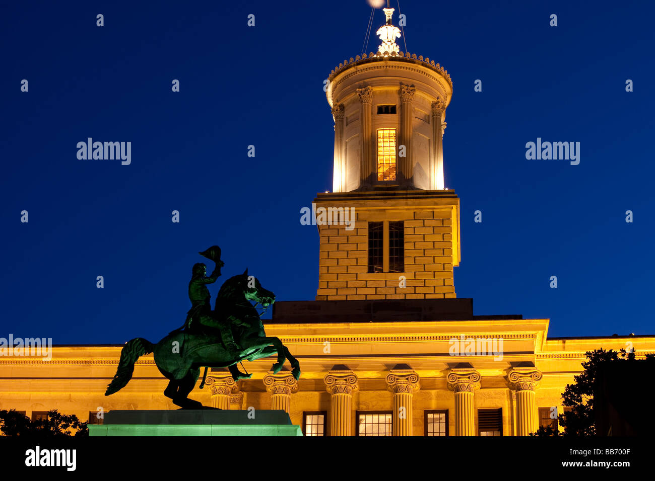 Andrew Jackson statue in front of State Capitol building in Nashville Tennessee Stock Photo