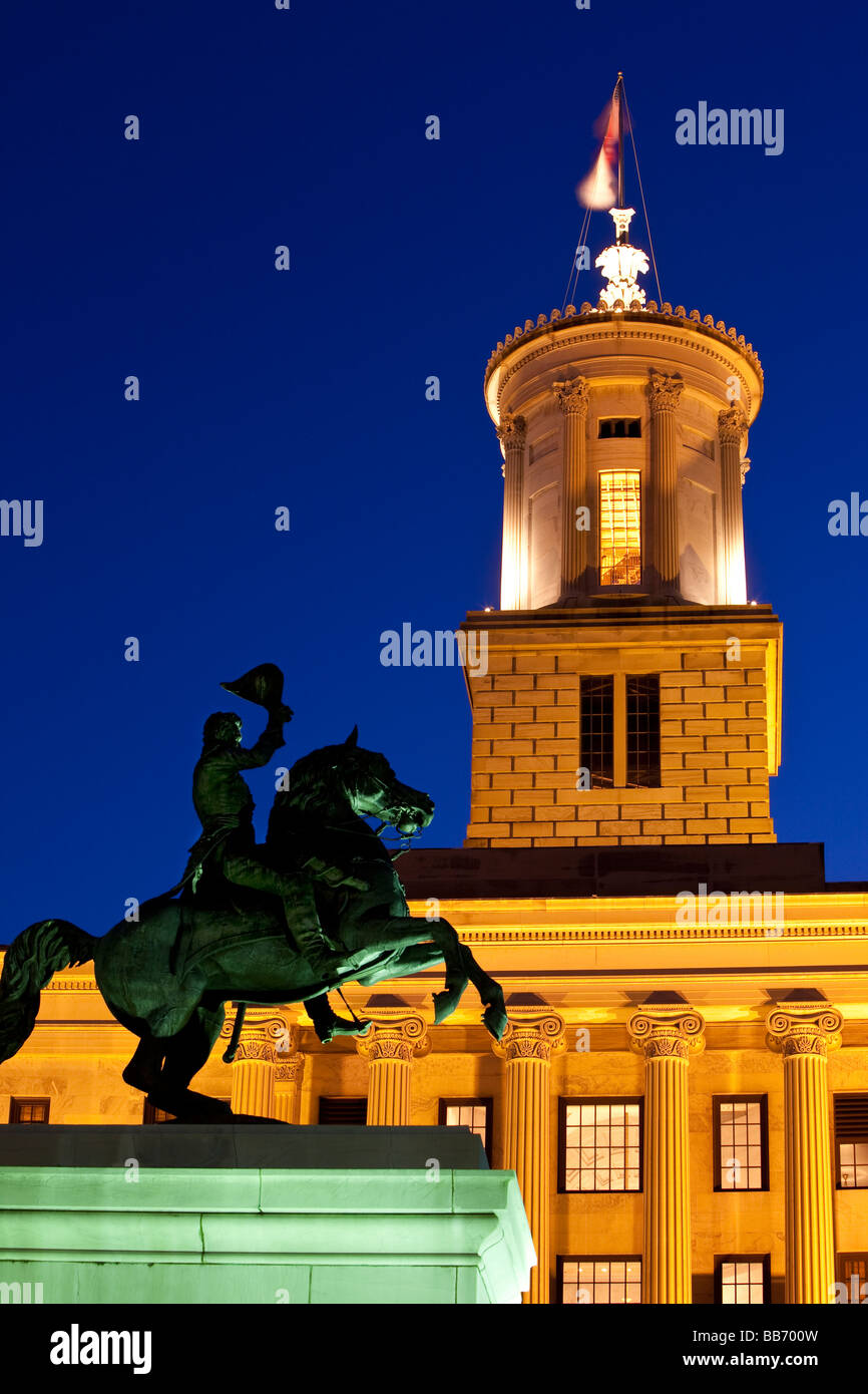 Andrew Jackson statue in front of State Capitol building in Nashville Tennessee Stock Photo