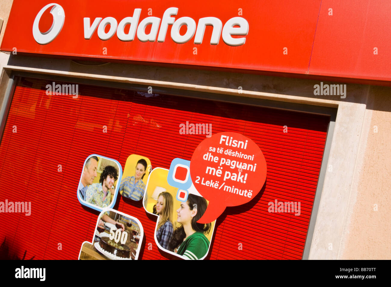 Vodafone retail store in city of Saranda Republic of Albania a tourist