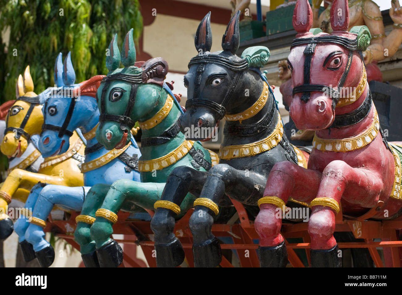 Colourful carvings at Nanjangud Temple Mysore Karnataka India Stock