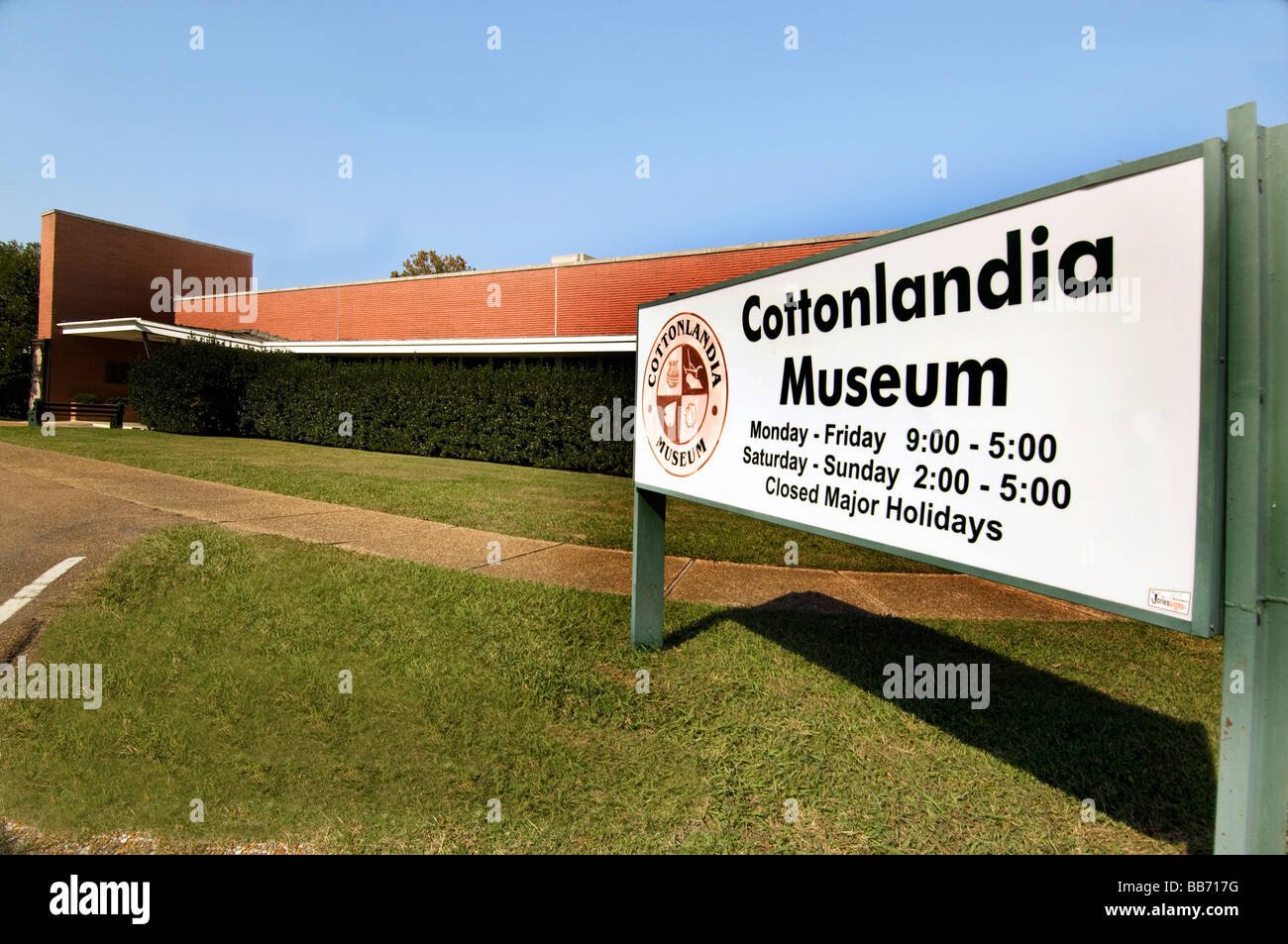 Sign at the Cottonlandia Museum in Greenwood, Mississippi Stock Photo