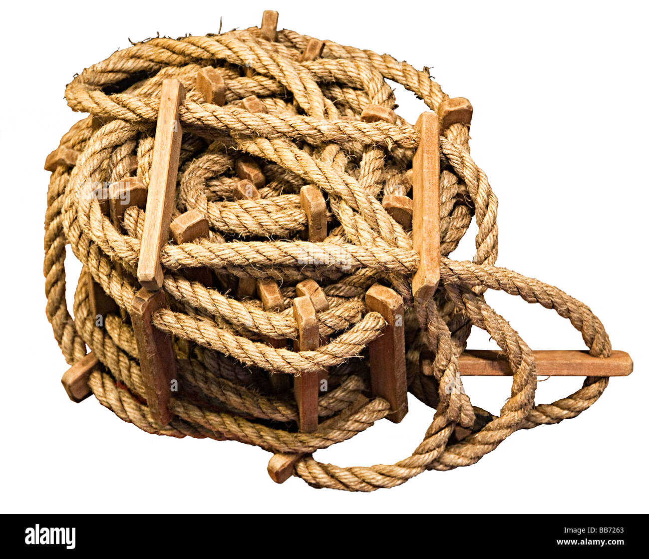 Rope ladder coiled Stock Photo