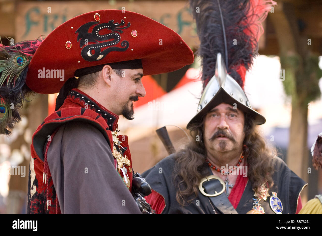 Two older men dressed in costume at the Renaissance Pleasure faire ...