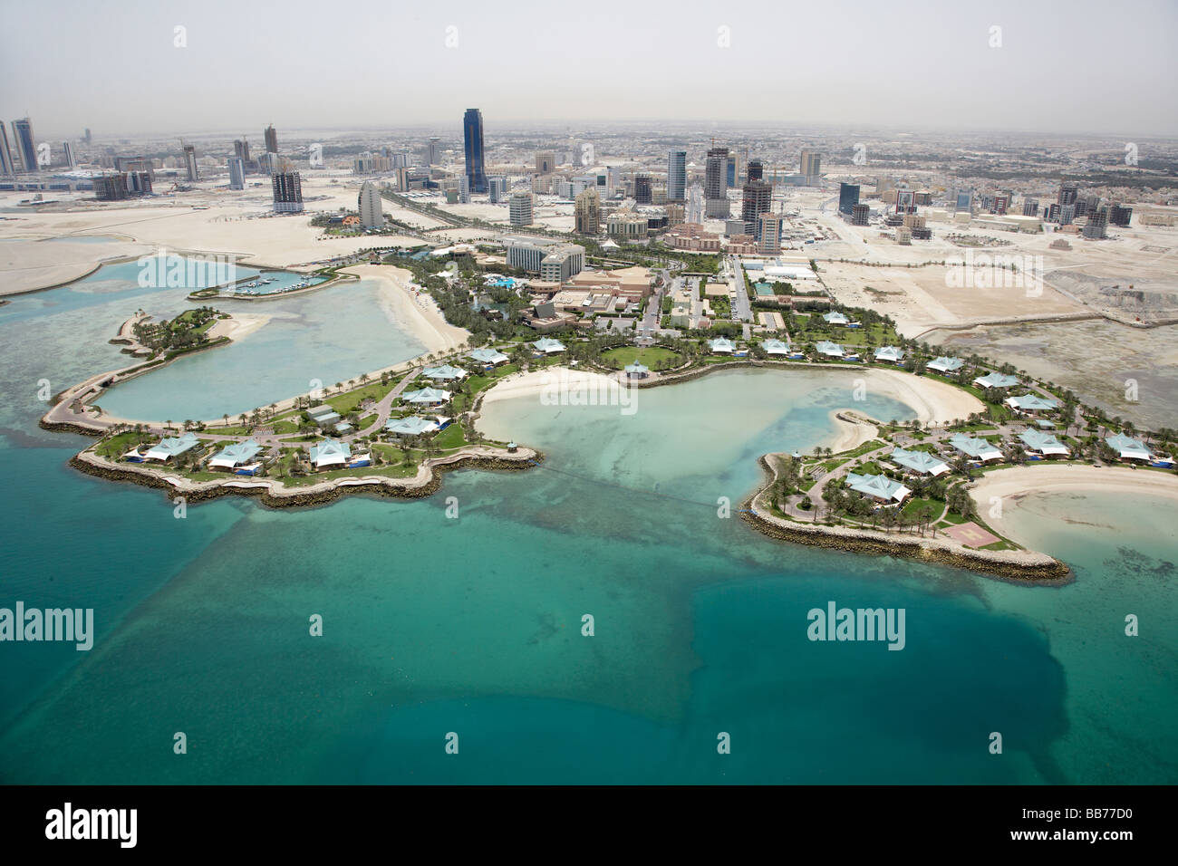 Aerial photograph of the Ritz Carlton Hotel and resort Manama Bahrain Stock Photo