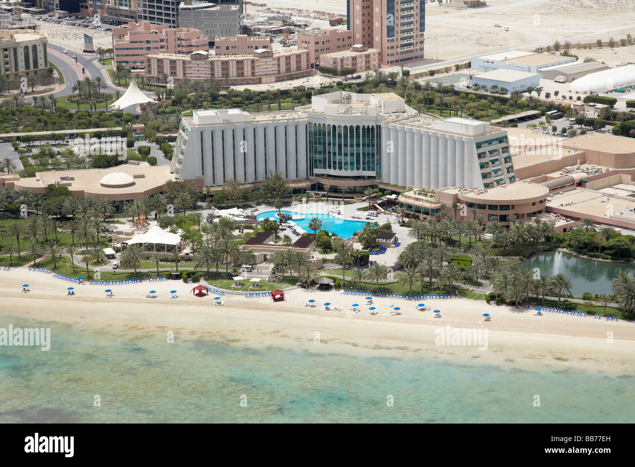 Aerial photograph of the Ritz Carlton Hotel and resort Manama Bahrain Stock Photo