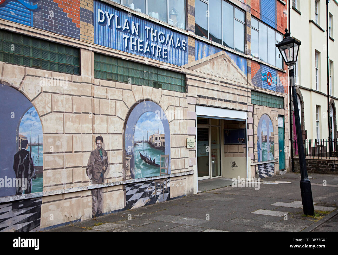Mural and entrance to Dylan Thomas Theatre Swansea Wales UK Stock Photo ...