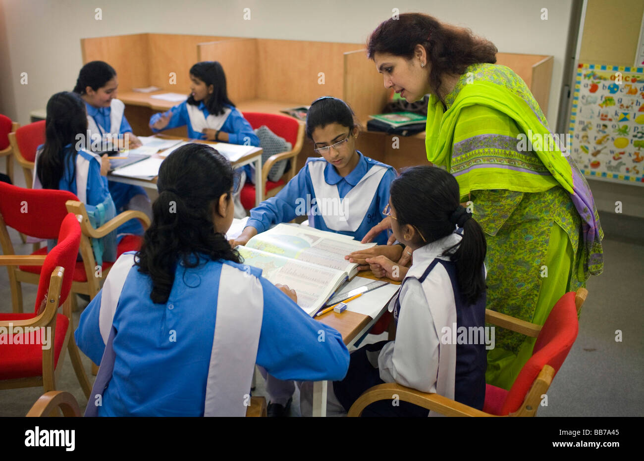 Students at class at National Book Foundation in Islamabad Stock Photo