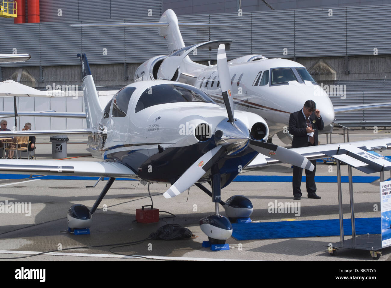 Cessna Corralis Turboprop N10427 Business Aircraft at EBACE Aircraft Trade Show at Geneva Airport Switzerland Geneve Suisse Stock Photo