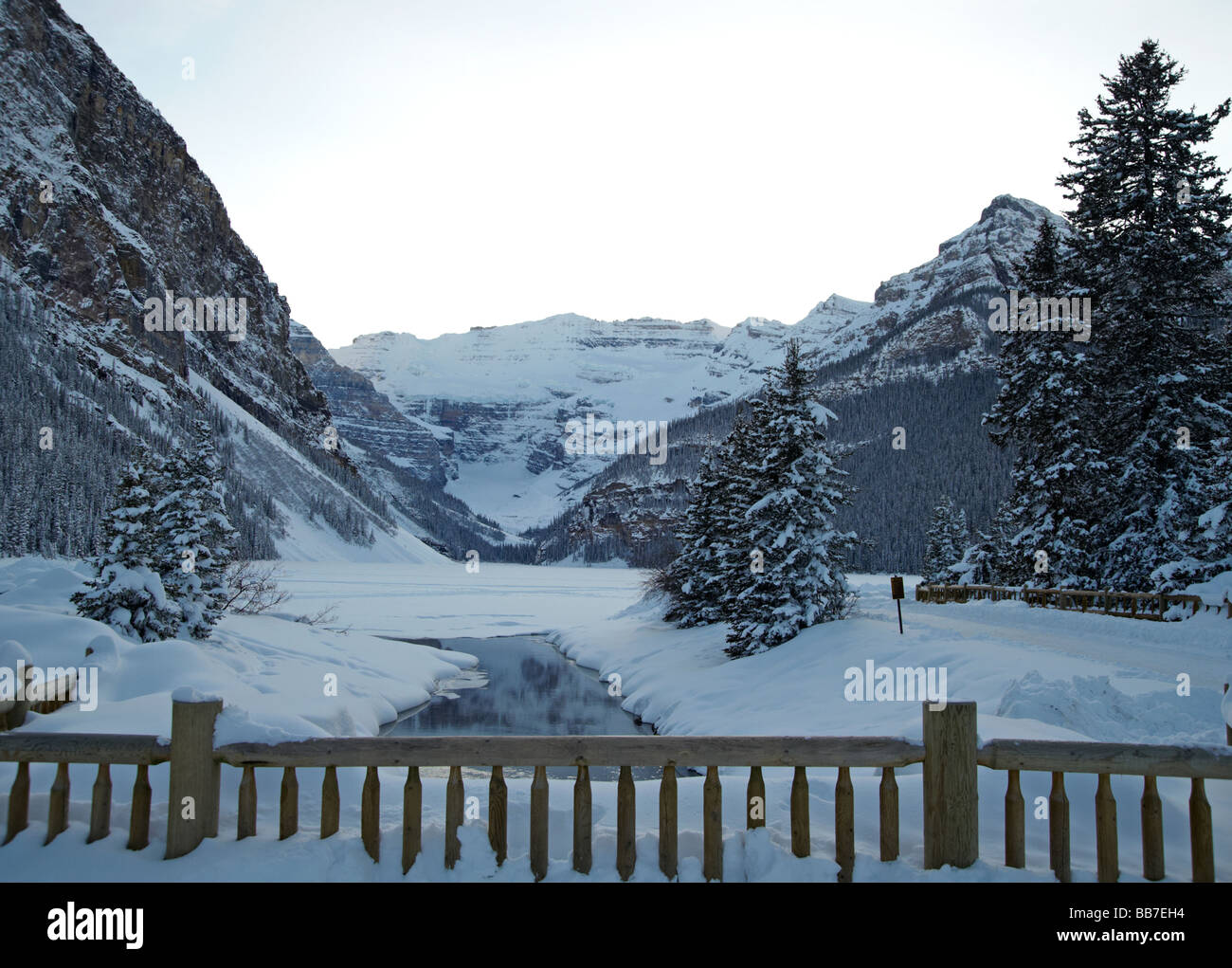 Lake Louise frozen in winter, Banff National Park, Alberta, Canada ...
