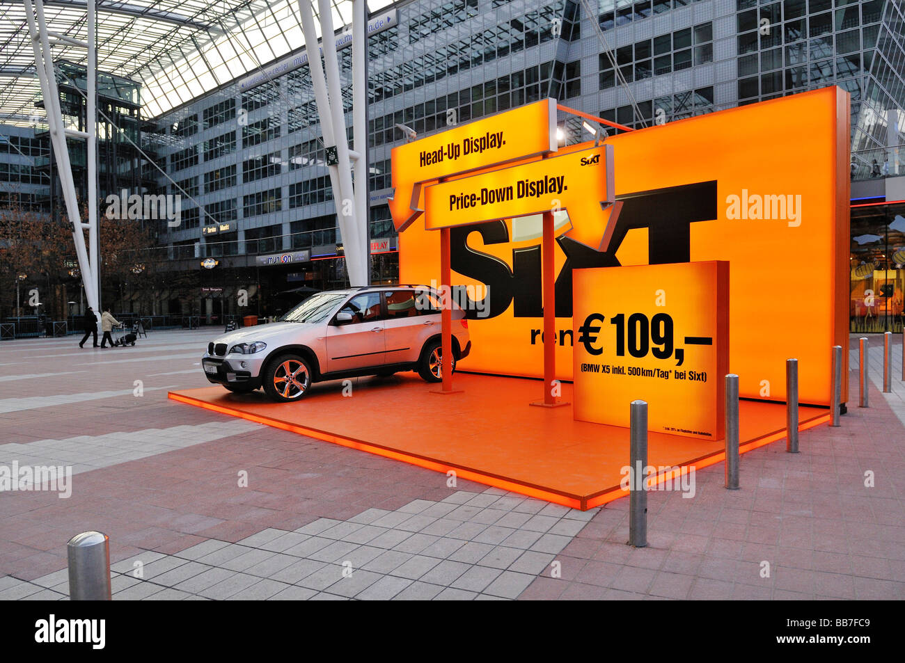 Ad for Sixt car rental service, Terminal 2, MUC II Airport, Munich, Bavaria, Germany, Europe Stock Photo