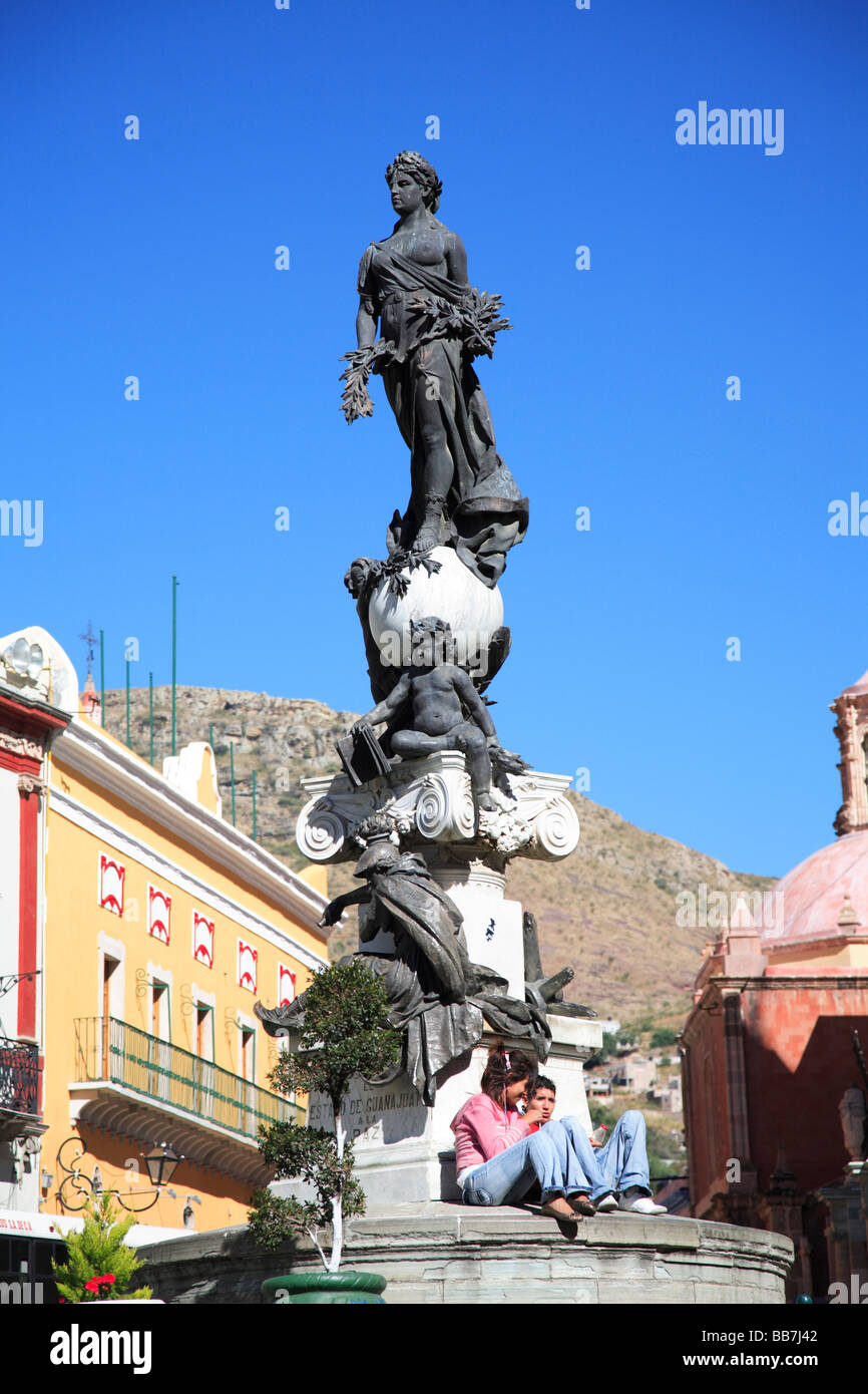 Plaza de la Paz or Peace Plaza Statue Guanajuato Mexico Stock Photo