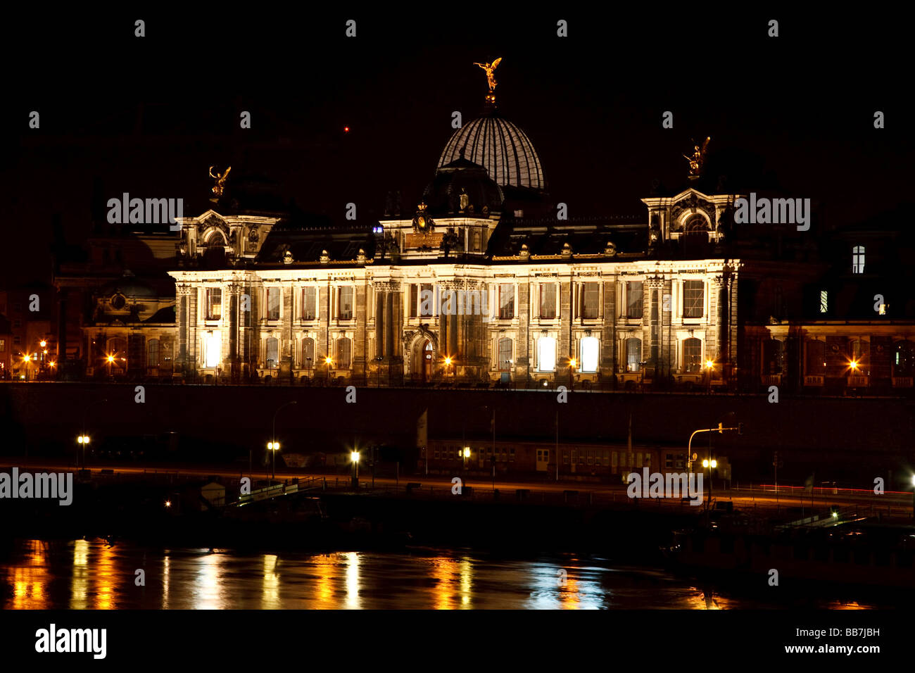 University of Visual Arts at night, Dresden, Saxony, Germany, Europe Stock Photo