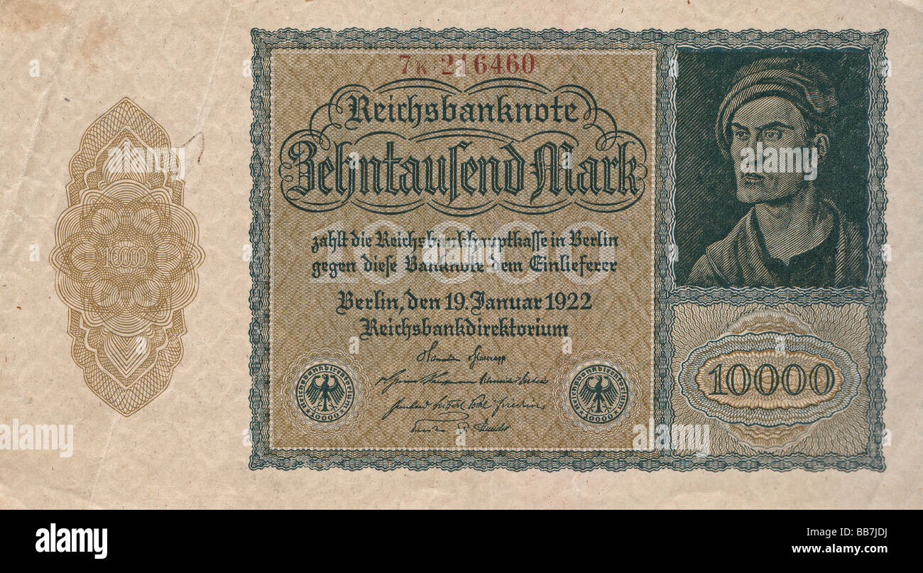 Banknote, 10 000 Reichsmark Stock Photo