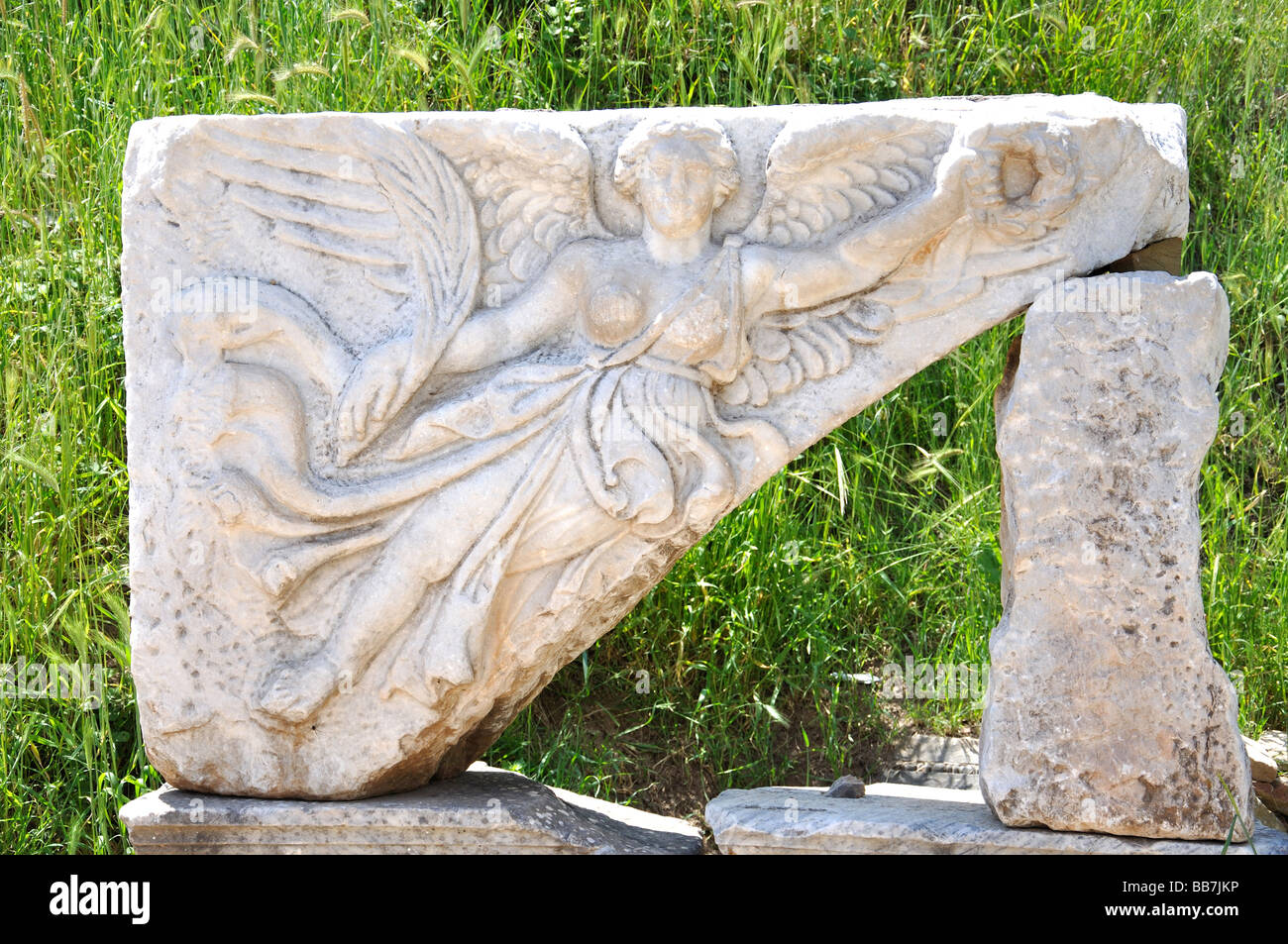 Marble carving of Goddess Nike, Ancient City of Ephesus, Selcuk, Izmir Province, Turkey Stock Photo