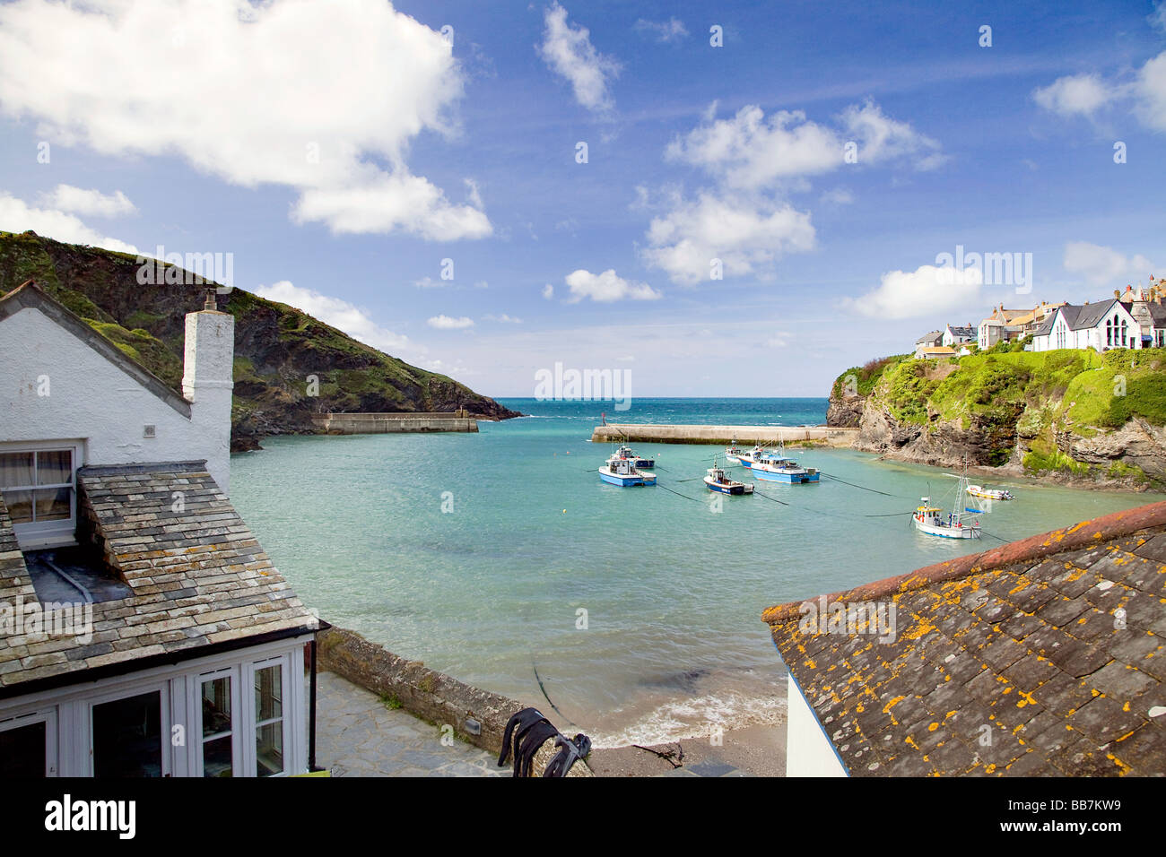 View across Port Isaac harbour, Cornwall, England, UK Stock Photo Alamy