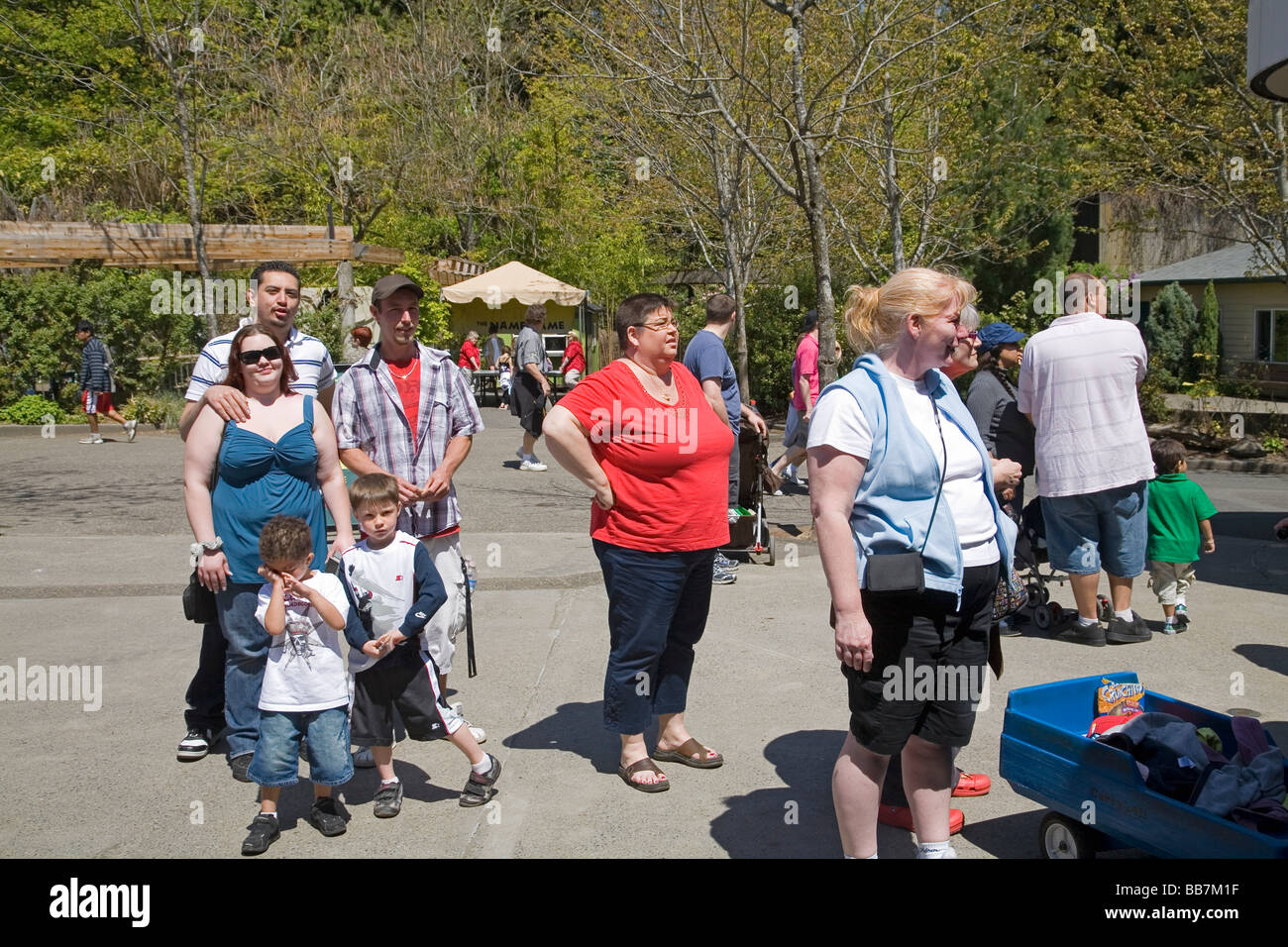 Visitors line up to visit the Oregon Zoo in Portland Oregon Stock Photo