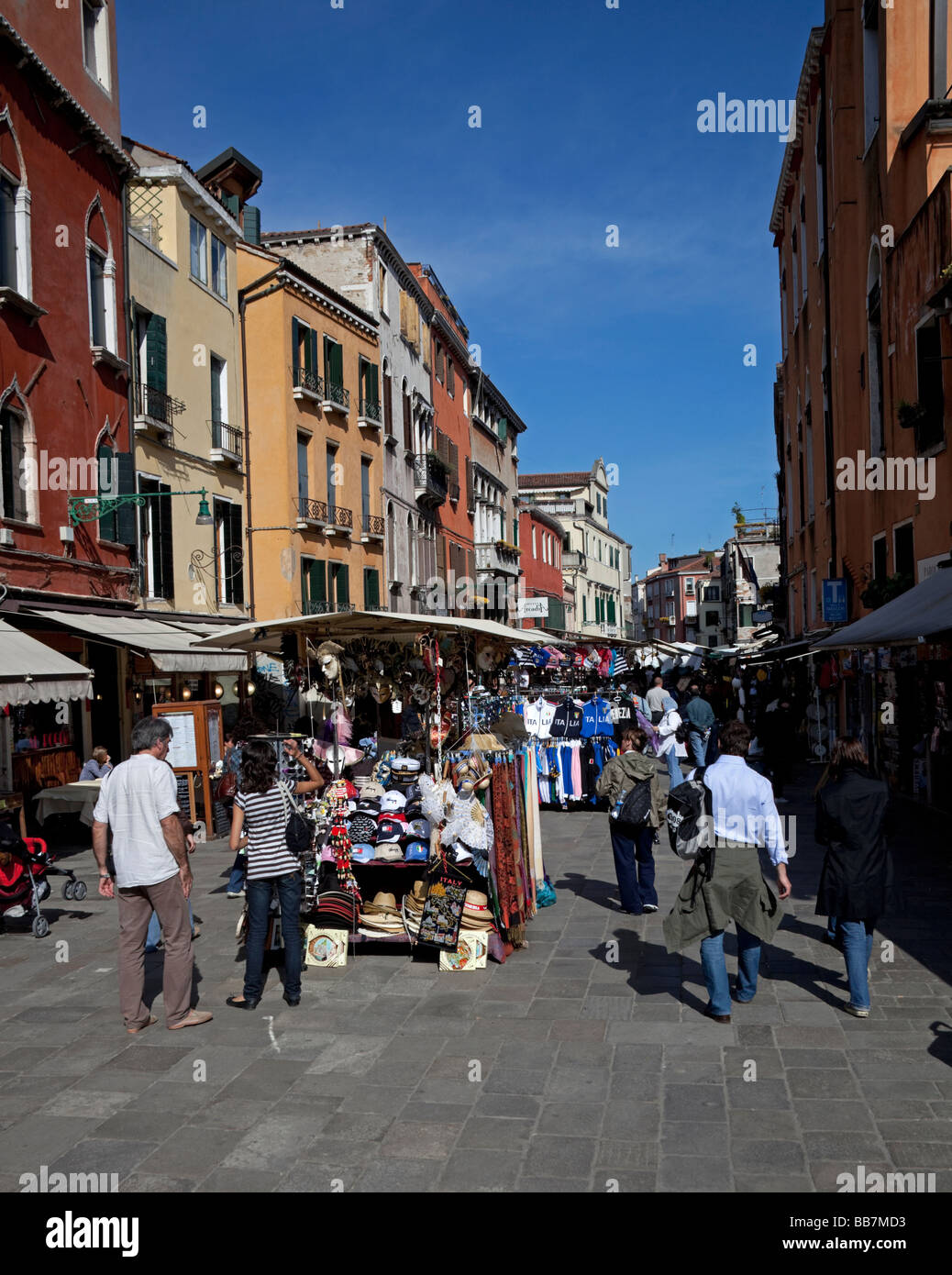Stall in shopping street, Venice, Italy Stock Photo