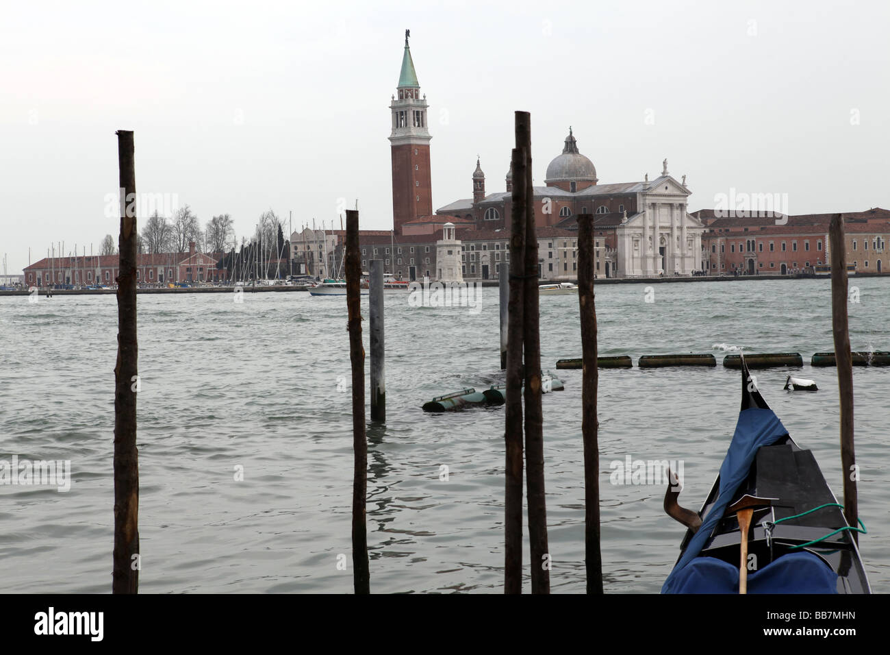 View of San Giorgio Maggiore from the piazzetta san Marco with gondolla in the foreground - Venice - Italy Stock Photo