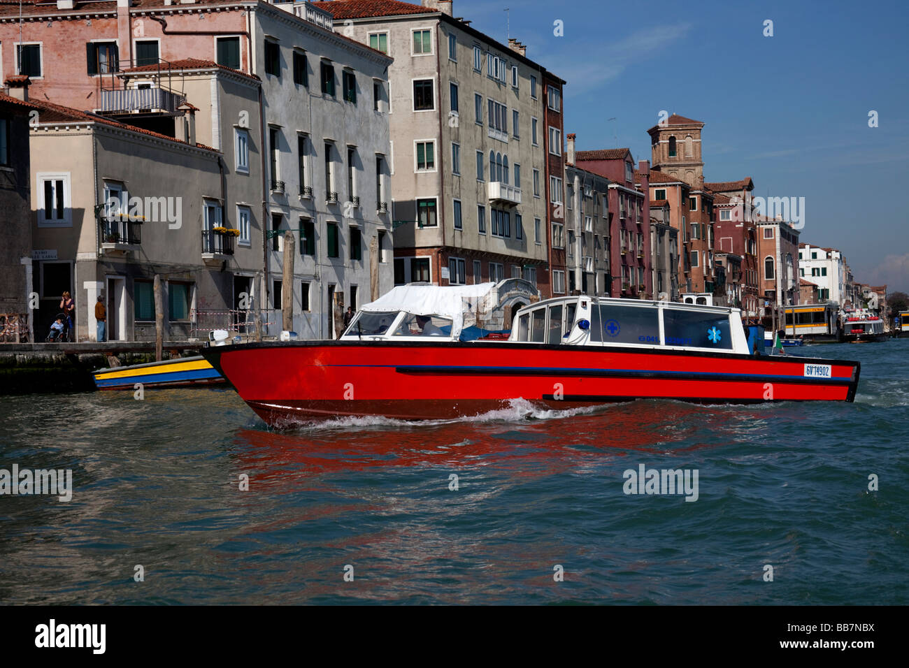 First Aid vessel boat Venice, Italy Stock Photo